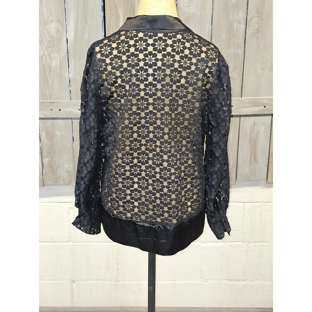 Unbranded Black Lace Top Women's Size Medium/Large Vintage Button Up‎ Sun Wear